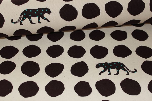 Kokka Echino Cotton Sailcloth Heavyweight Canvas Panther dunkelbraun/natur (10 cm)